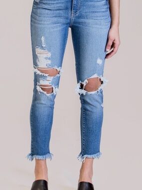 PISTOLA DENIM Monroe High Rise Cropped Cigarette Jeans. Raw Hem. 
Size 29
